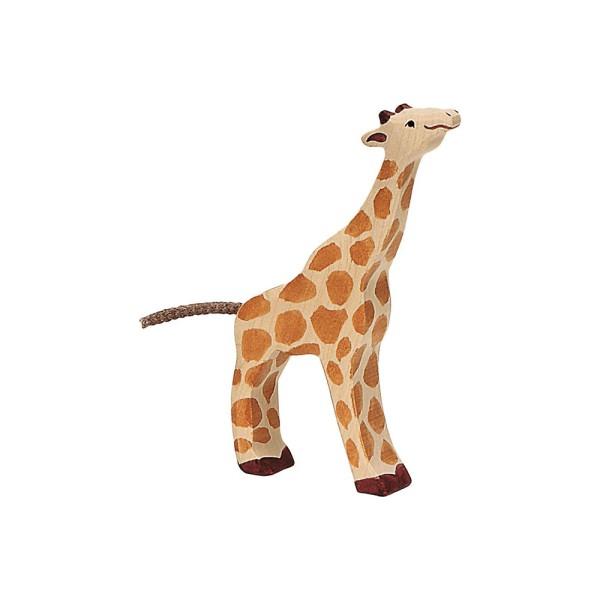 HOLZTIGER Giraffe aus Holz - klein, fressend