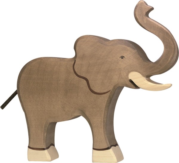 HOLZTIGER Elefant aus Holz - Rüssel hoch